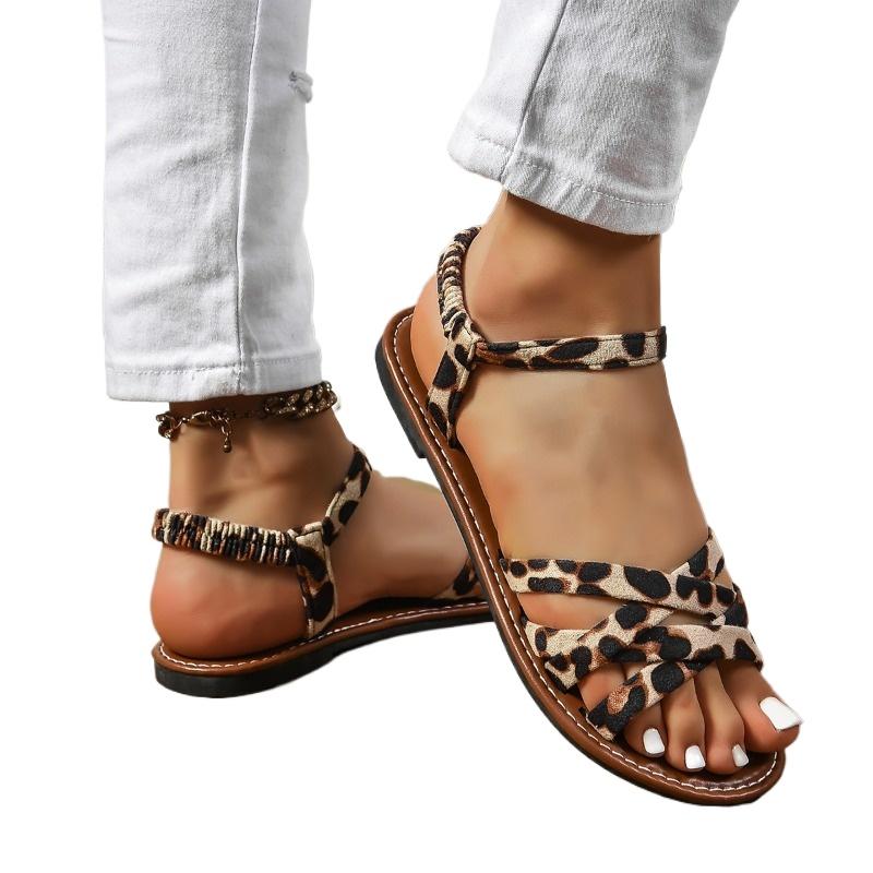 Fashion Flats Leopard Sandals Women Cozy Casual Shoes Walking New Walking Slippers 2024 Summer Outdoor Beach Slides  Flip Flops