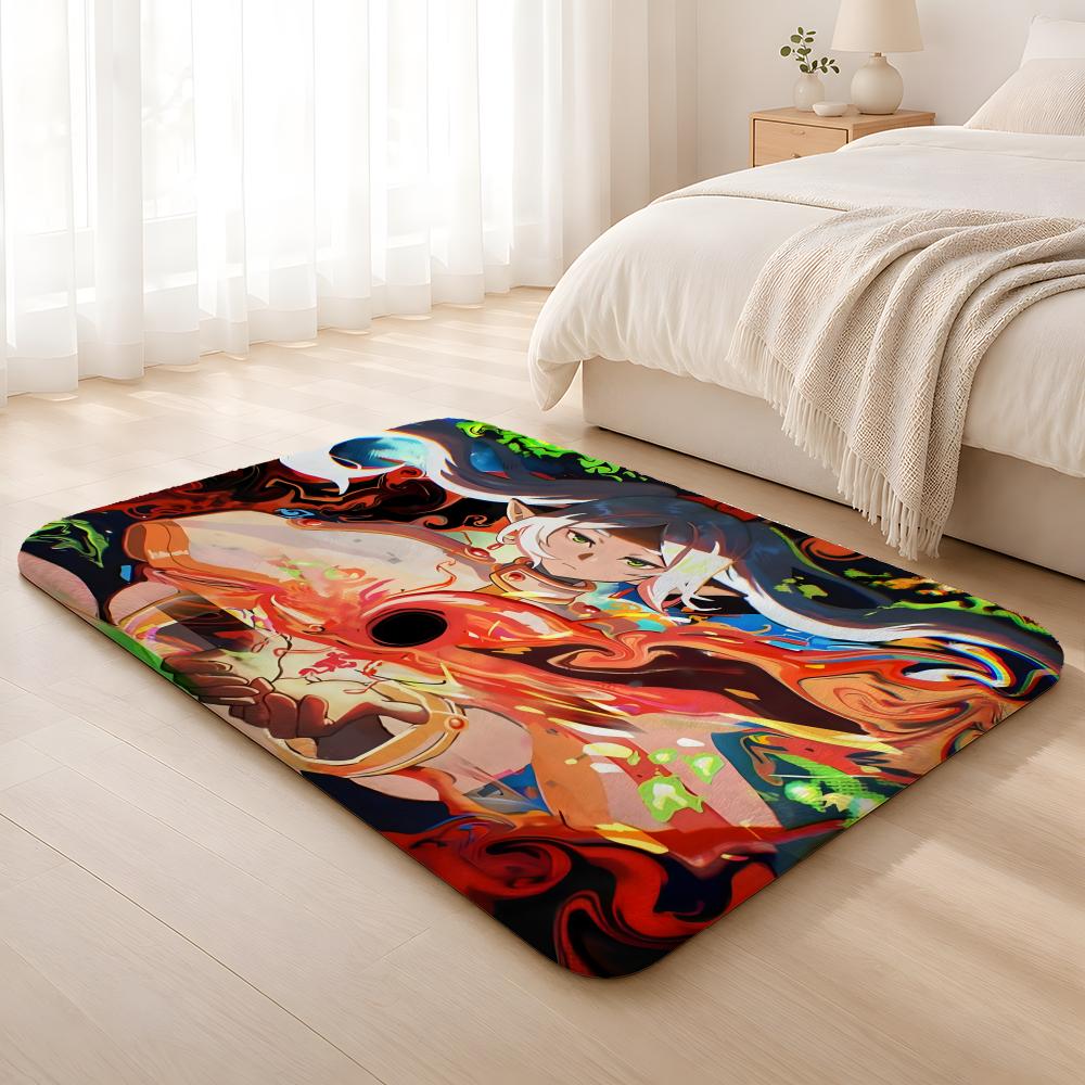 Anime F-Friend Cute Floor Mat Machine Washable Soft Flannel Area Rug, Non-Slip Absorbent Floor Mat for Living Room Bedroom