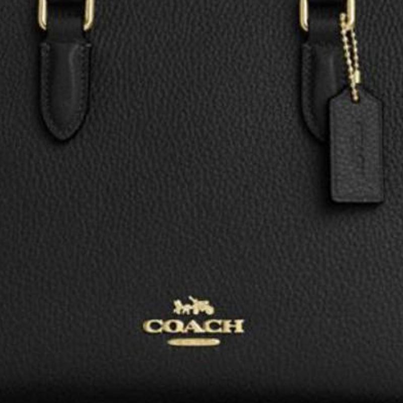 Coach Maggie 25 Gold Logo Pebbled Leather Tote Bag Shopping Bag Shoulder Crossbody Tote Medium Women's Black