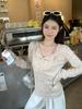Spring/Summer Korean Polka Dot Sheer Slim-Fit Long Sleeve T-Shirt for Women