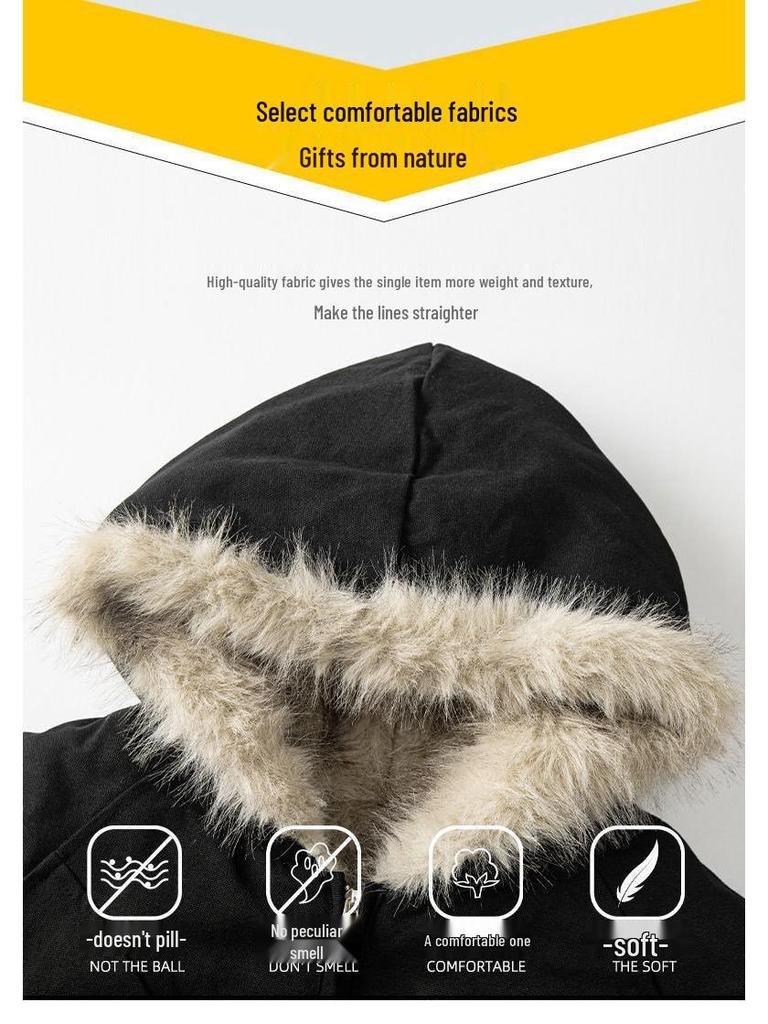 2025 A/W Dicke Schneeadler Pelzkragen Bügelfreie Lockere Baumwolljacke MY002
