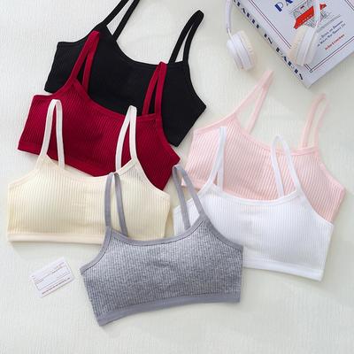 Cotton Training Bra for Girls, Puberty Stage 1&2 Camisole Vest, Thin Wireless Bra for Kids 10-14 Years Old