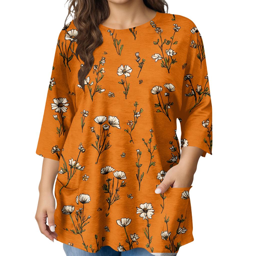 Blusa Estampada de Manga Corta de Moda para Mujer Tallas Grandes para un Look Elegante de Oficina y Casual