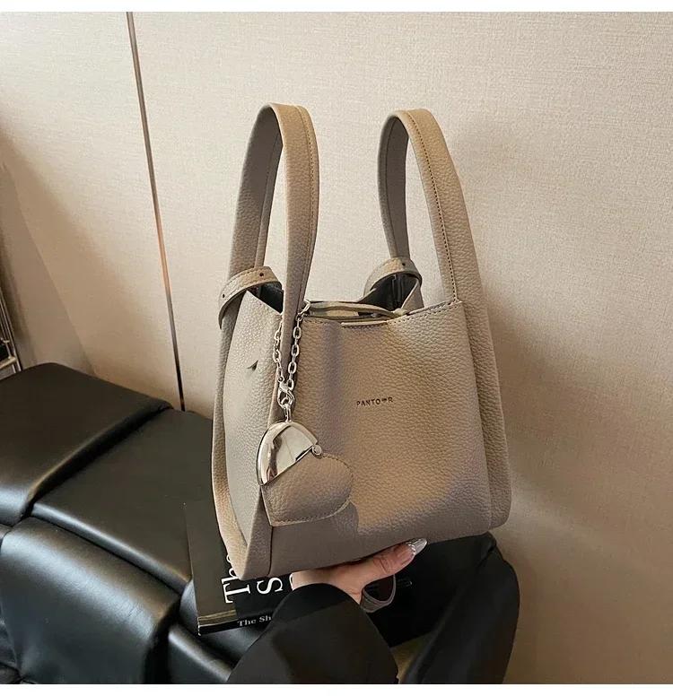 Summer Solid PU Large Capacity Women's Shoulder Bags Hot Sale Versatile Elegant Crossbody Bag Fashion Youth Vegetable Basket Bag