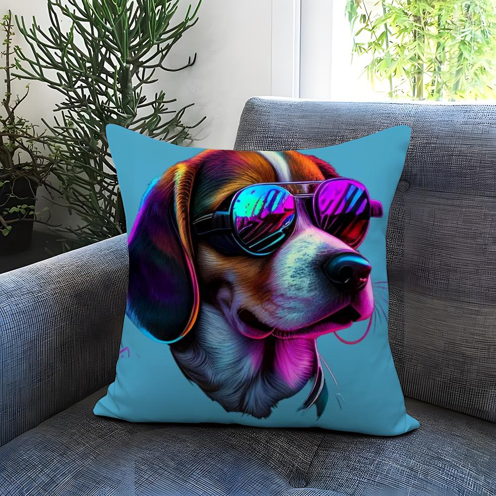 Colorful Painted Dog Cushion Cover Comfortable Reversible Pillow Cover Ideal for Car Sofa Bedroom Beyond