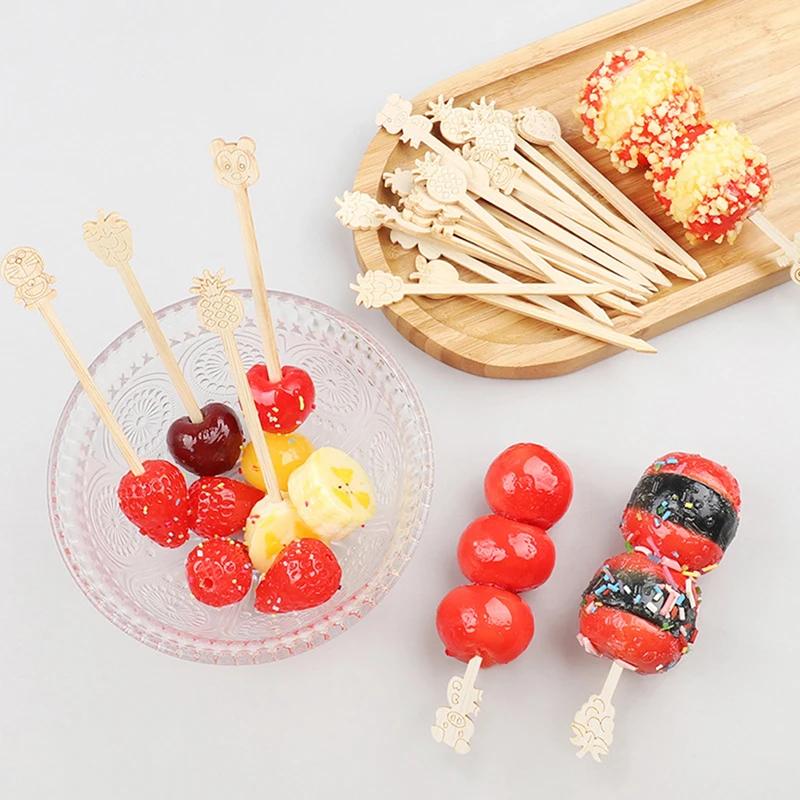 36 Pcs Disposable Bamboo Skewers Food Picks Buffet Cupcake Fruit Fork Party Cake Dessert Salad Vegetable Sticks Toothpick Tools