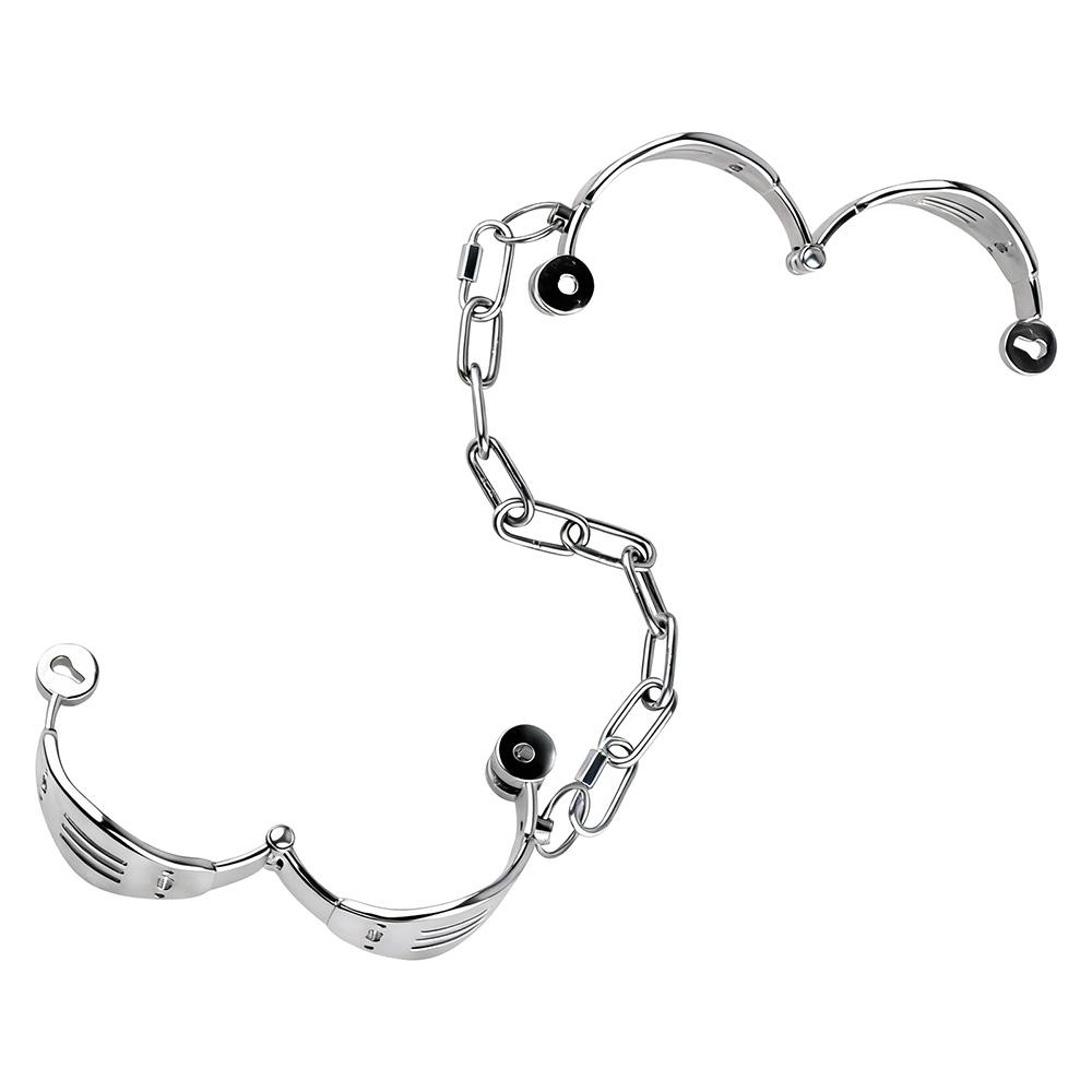 Metal Wrist & Ankle Cuff Chrome Plated Stainless Steel Wrist Cuff Anklet Metal Restraint Gear for Bondage Play Adult Sex Toys