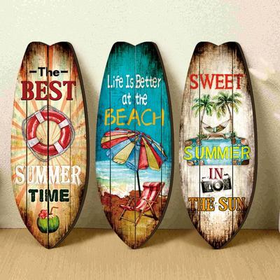 Hawaiian Style Wooden Surfboard Wall Ornaments Retro Ocean Surfboard Decor  Surfer Room