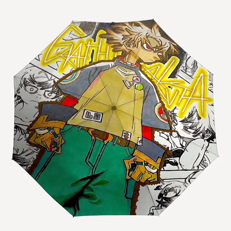 1pc Gangsta Outdoor Umbrella - Automatic Opening/Closing, Portable 3-Fold Design, 8-Rib Iron Frame - Perfect Gift for Fans, Travelers, Daily Use.