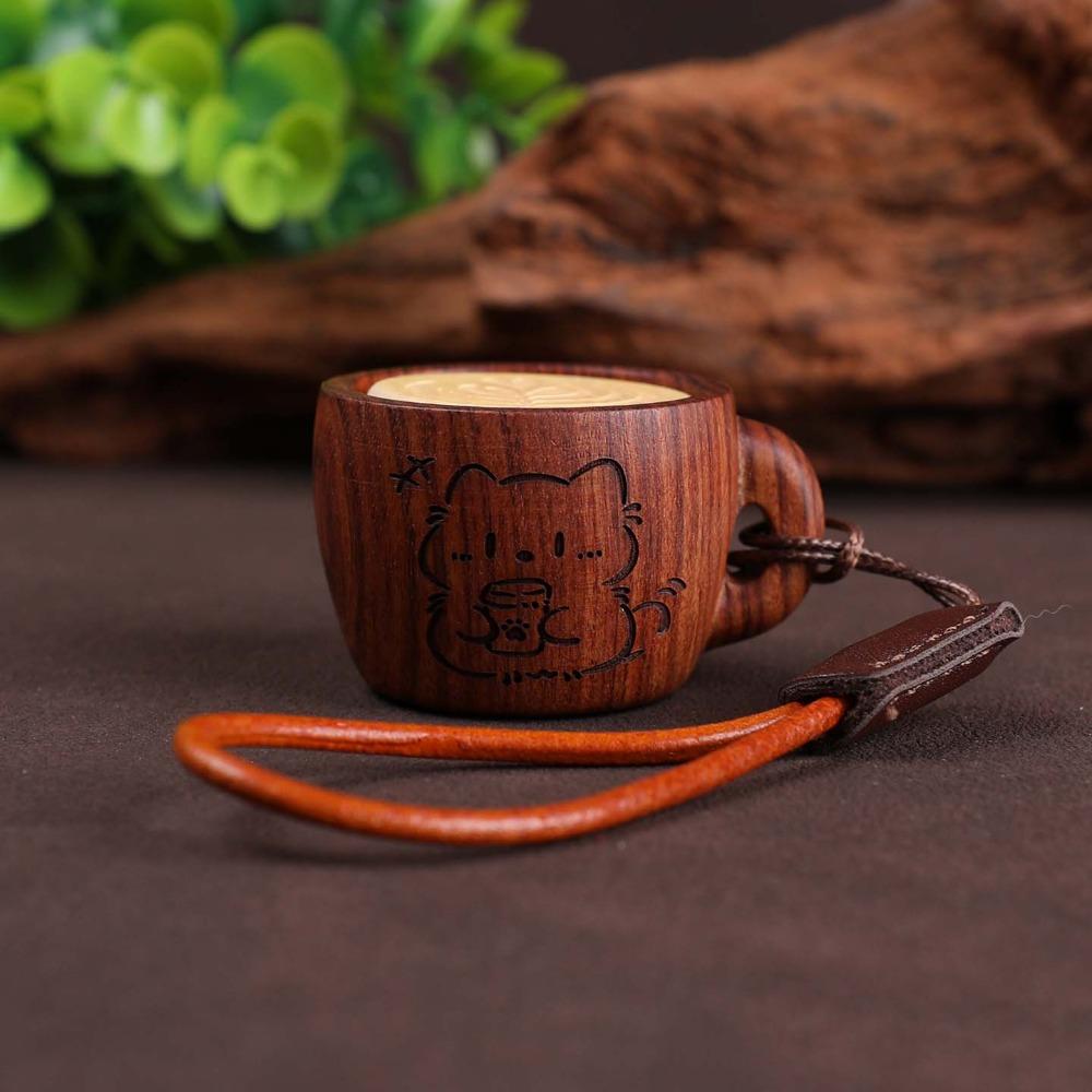 Handmade Cat Paw Clicker Wooden Fidget Key Ring Bag Pendant Sandalwood Figurine Key Chain Car Key