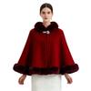 Cardigan Cape en Maille Oversize pour Femme avec Col en Fausse Fourrure Manteau Châle Chaud d'Hiver