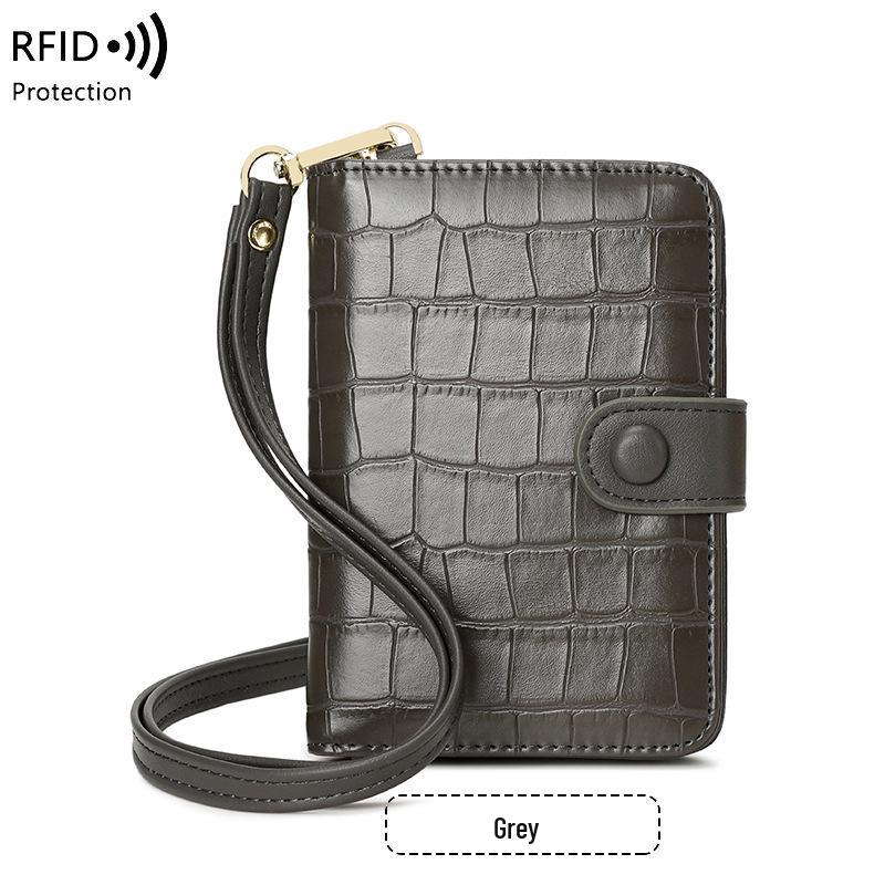 

Многофункциональный дорожный держатель для паспорта и документов с RFID-защитой и съемным шнурком серый