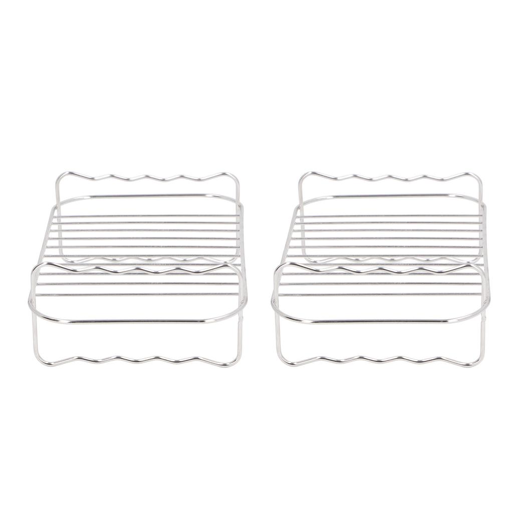 Double Layer Baking Grill Stainless Steel Dishwasher Safe Heat Evenly Fryer Skewer Rack for Cooking