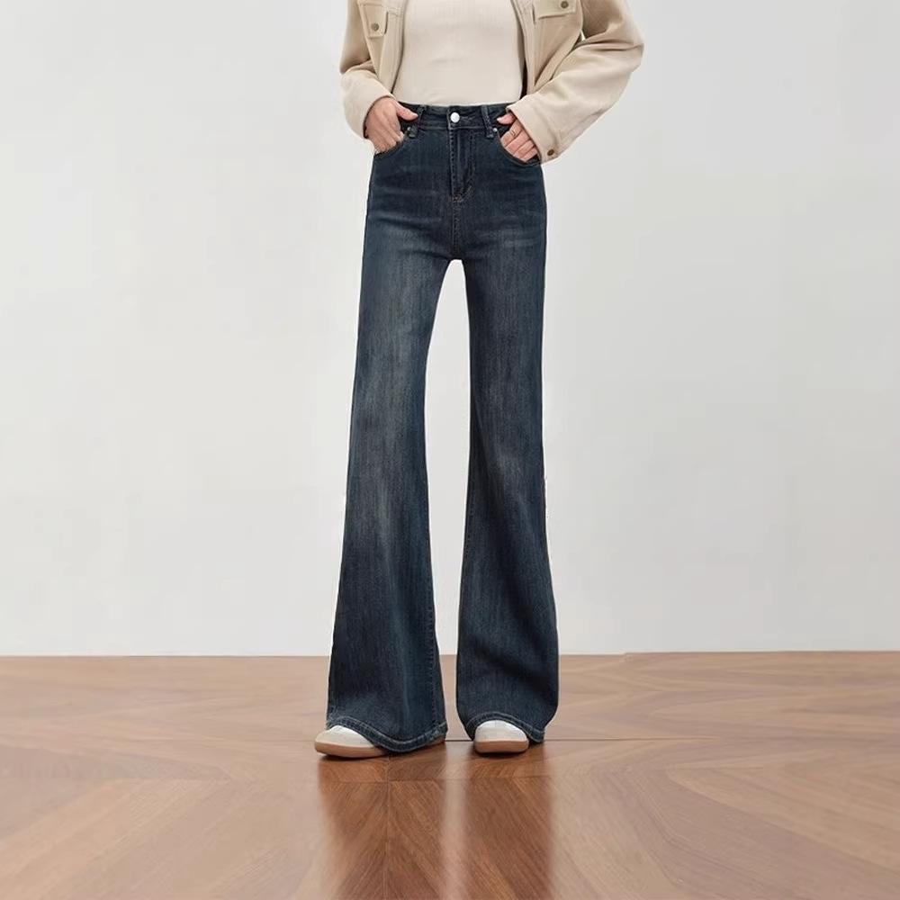 

Women s Tummy-Concealing Micro-Flare Jeans, Plus Size, Blue-Gray, Spring 2026 XXL