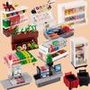MOC City Supermarket Figures Building Blocks Store Vegetable Snacks Beverage Food Cashier Accessory Model Bricks Kids Toys Gifts