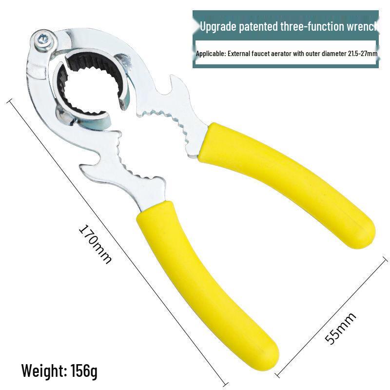 Universal Faucet Aerator Spout Loosener and Pipe Wrench Tool