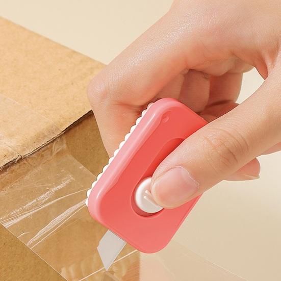 Automatic Retractable Box Cutter with Keychain Mini Safety Knife for Opening Packages Cartoon Portable Box Opener Tool for Home Office Travel
