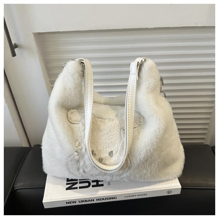 

Плюшевая милая мультяшная модная сумочка 2025 весна новая универсальная повседневная сумка ins сумка-тоут через плечо белый