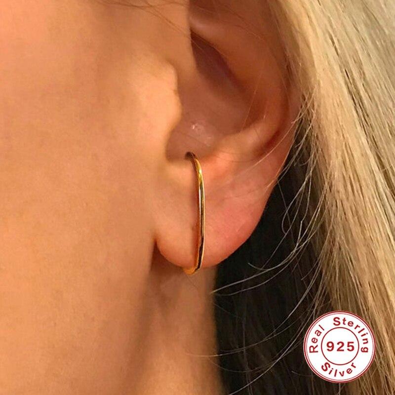 Minimalist 100% 925 Sterling Silver Bling Zircon Earring Hyperbole Stud Earrings For Wedding Engagement Party Gift Fine Jewelry