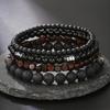 Matte Black Cubic Zirconia Ball & UFO Pendant Braided Bracelet Set