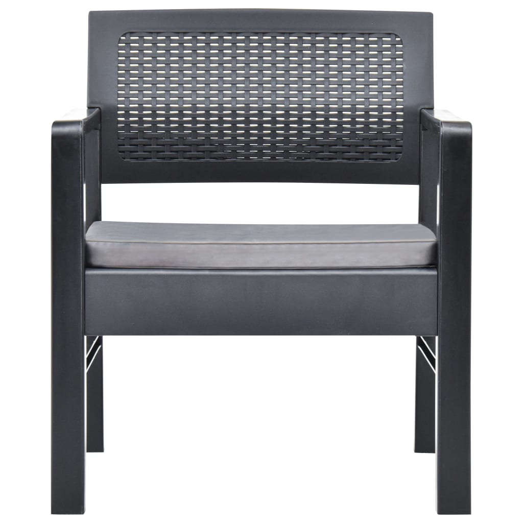 3 Piece Garden Lounge Set with Cushions Plastic Gray
