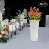 12Pcs White Metal Flower Buckets, Cylindric Vases, Modern Wedding Floral Arrangement Containers, 9In Tall Flower Display Holders
