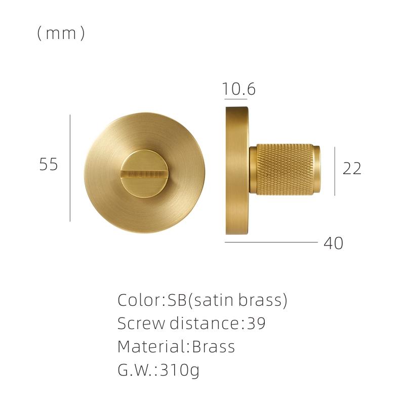 DOOROOM Brass Door Lock Key Escutcheon Plates Knurled Striped Thumbturn for Inside Door Room Bathroom Thumb Turn
