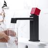Single Handle Mixer Matte Black Finishing Bathroom Basin Water Faucets Hot and Cold Water Taps Brass Deck Mounted