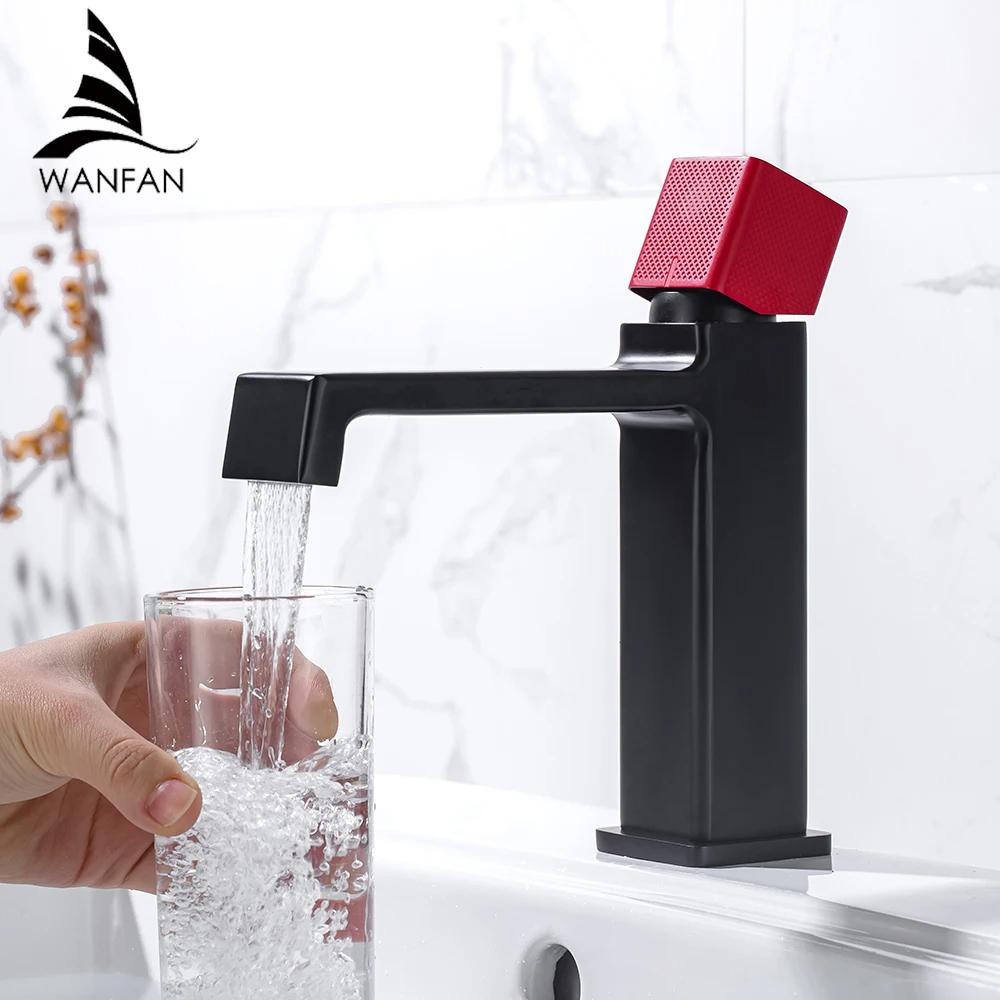 Single Handle Mixer Matte Black Finishing Bathroom Basin Water Faucets Hot and Cold Water Taps Brass Deck Mounted