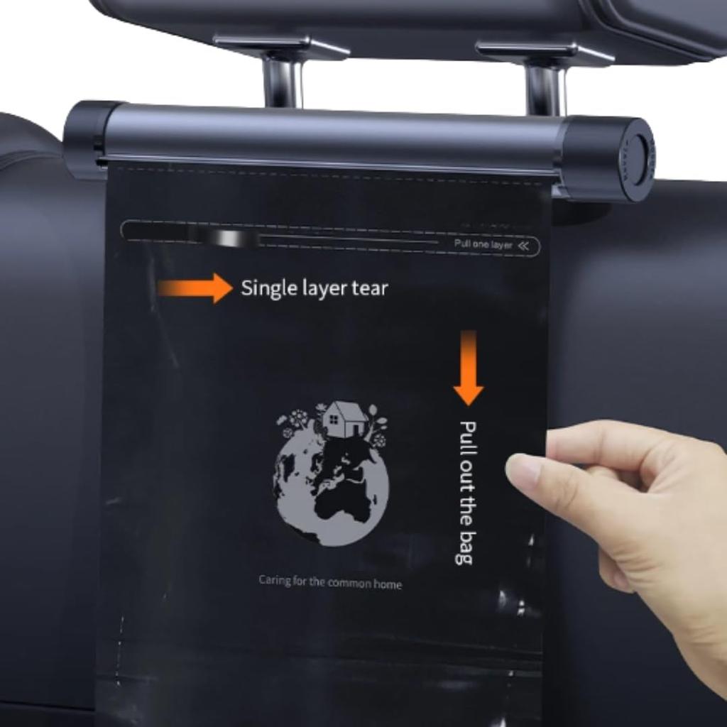 YOSHICA Backseat Trash Slim Car Trash Bag Organizer with 2 Rolls of Disposable Storage Large Disposable Hooks for Easy Car Seat Back Easy To Can,