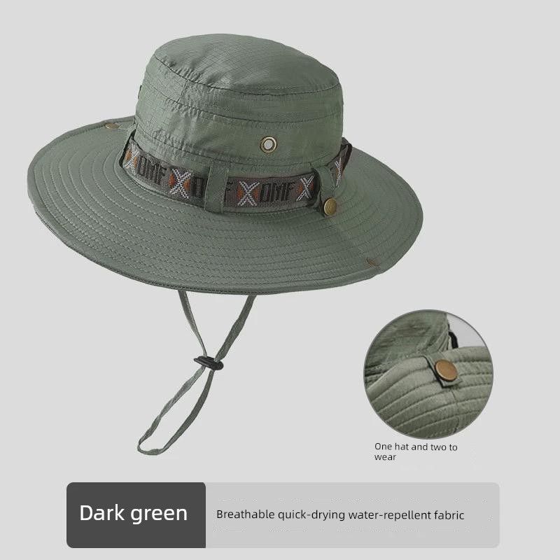 

Bucket Hat Men Summer Sun Protection UV Protection Outdoor Big Brim Breathable Quick-Drying Mountaineering Fishing Sun Protection Hat Dark green Adjustable cap circumference