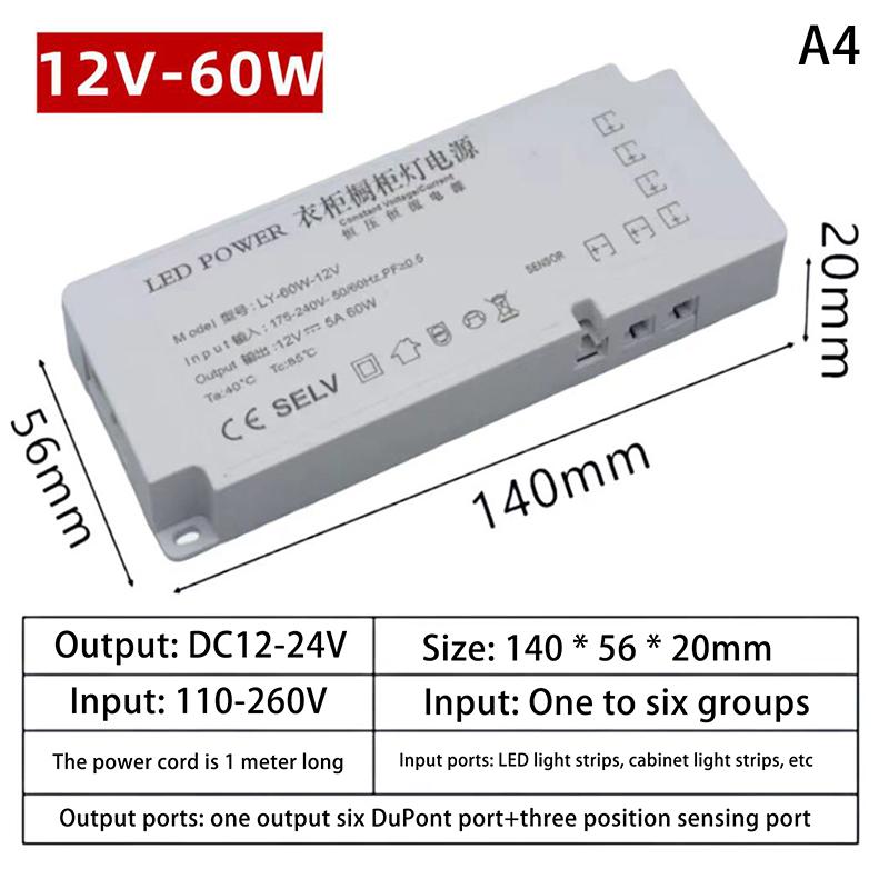 Led Cabinet Light Power Supply 24/36/48/60/100/150W Transformer 12V 24V Constant Voltage Source Adapter For Led Strip