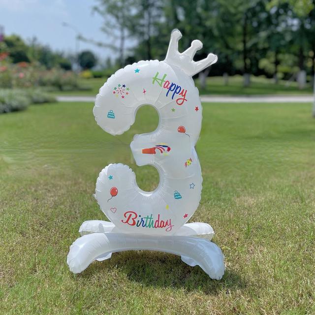 32 Inch Standing White Number Balloons Birthday Decoration Balloons Kids Birthday First Party Girl Banquet Shower Baby Decor 