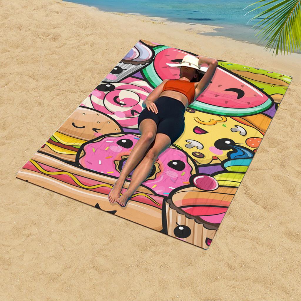 1Pc Summer Essential Snack Pattern Beach Towel Quick-Dry Sand-Proof Fun And Cute Design For Outings