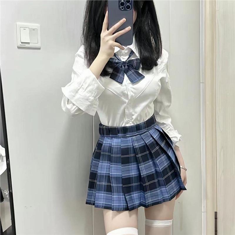 

Autumn Slimming JK Uniform: Pleated Skirt & Long Sleeve Shirt Set for Women 2XL