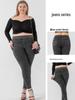 Plus Size High Waist Denim Yoga Pants for Women - Butt Lifting, Slimming, Double Pocket Fitness Casual Wear
