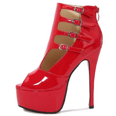 Mode Mode Stiefeletten Für Frauen Schuhe Plattform Sexy High Heels Sommer Stiefel Peep Toe Schnalle Party Tanz Schuhe Weibliche Große größe