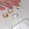 Light luxury brushed plain ring earrings women's niche fashion cold wind silver needle earrings versatile autumn and winter ear buckles