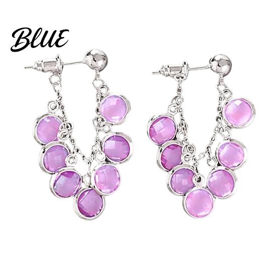 Hypoallergenic Earrings 1 Pair Drop Earrings Bezel Setting Rhinestones Tassel фиолетовый