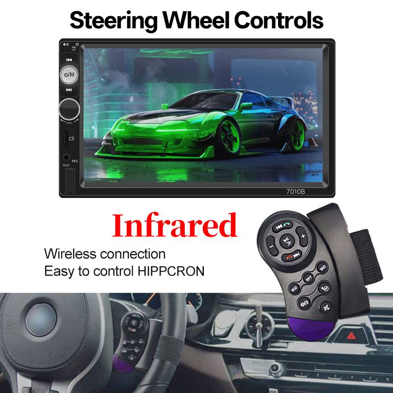 Hippcron 1Din Car Radio Wireless Carplay Android Auto Multimedia Video Player 7inch Touch Screen Support Camera 12v Universal