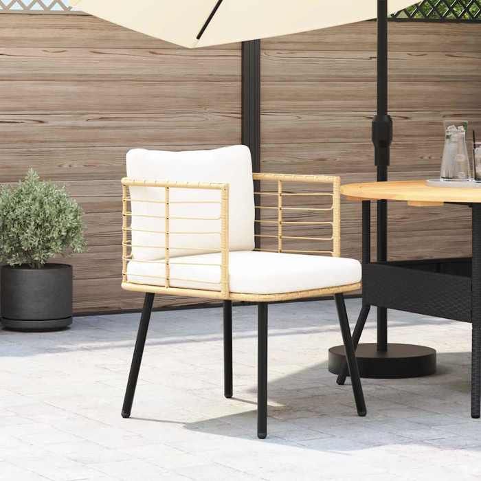 VidaXL Chaise de jardin avec coussins naturel résine tressée, siège de jardin, chaise de patio, chaise à manger de jardin, 4108260