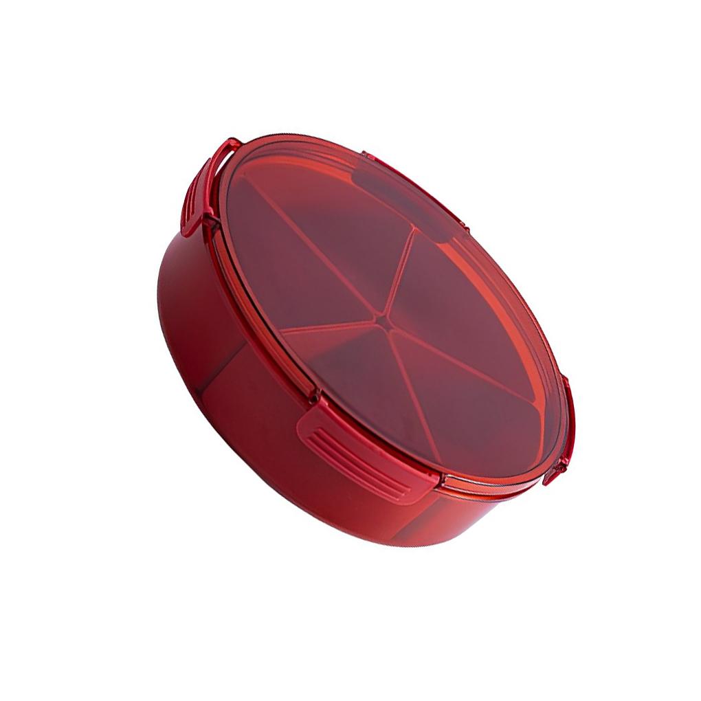 

Разделенный поднос с крышкой, круглый контейнер для закусок, конфет, закусок, орехов, сахара, арахиса, блюдо для дома, гостиной, ресторана red