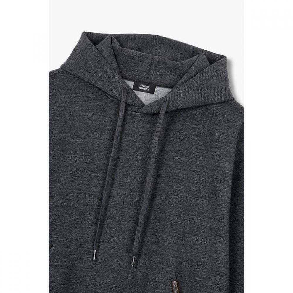 Tomboy Wool Blend LeaTher Label Hoodie T shirT  9155422207ar 