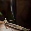 Traditional Boat-Shaped Metal Incense Burner with Rowing Figurine for Festive Occasions