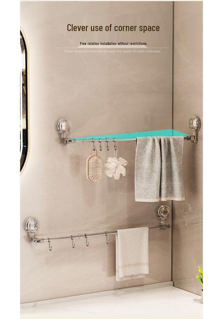 Retractable Rotating Drying Rack with Suction Cups, Detachable & Reusable for Balcony, Bathroom, or Toilet.