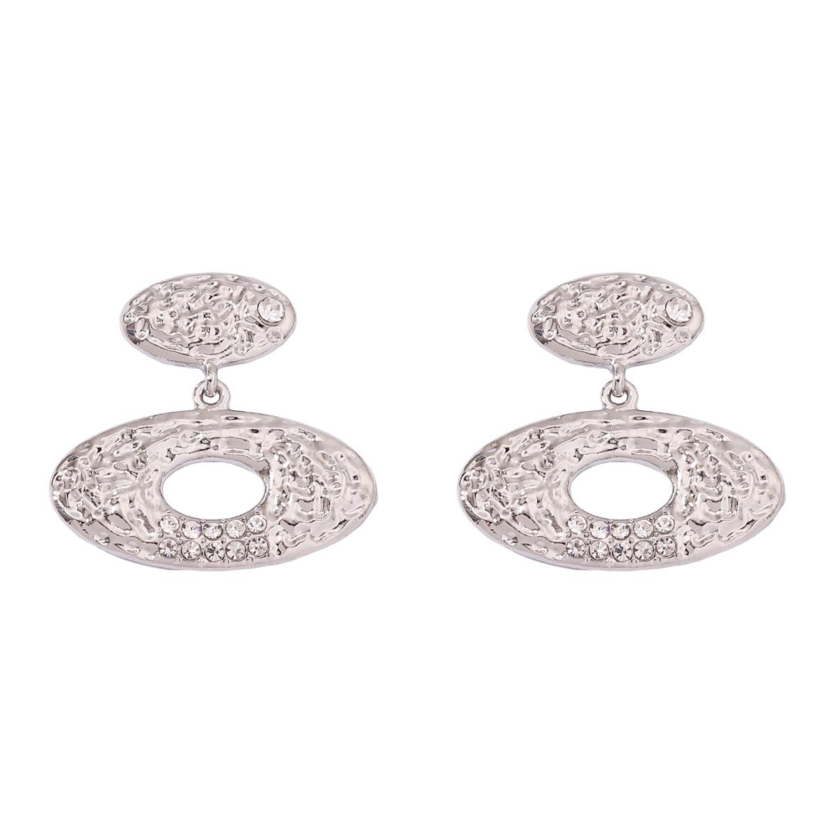 Новые геометрические овальные темпераментные, легкая роскошь, универсальные модные серьги, женские серебряный