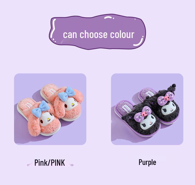 Sanrio Kız Çocuk Kış Prensesi Pamuklu Terlikler - Kaymaz, Sıcak, Peluş İç Mekan Ayakkabıları