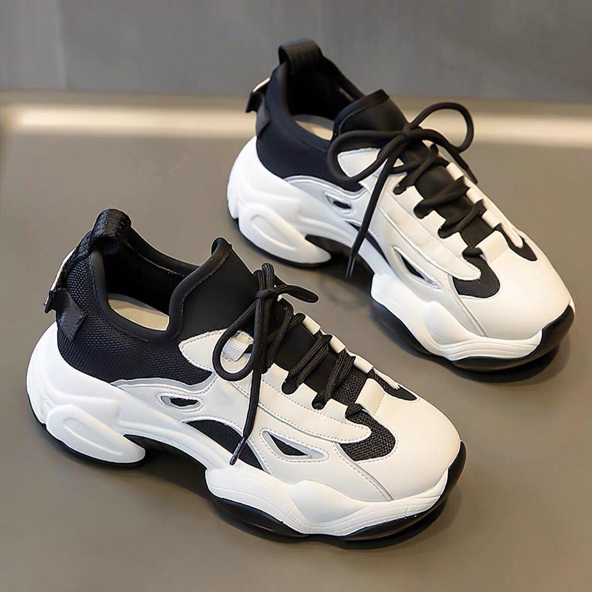 

Кроссовки женские сетчатые в корейском стиле, удобные повседневные, с цветовой блокировкой, на высокой платформе, обувь женская 2024, новая модная весна 39 чёрный