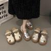 High-end Silver Two-wear Hollow Bag Head Half Slippers Women's 2025 Summer Wear with Skirt Pearl One-pedal Sandals