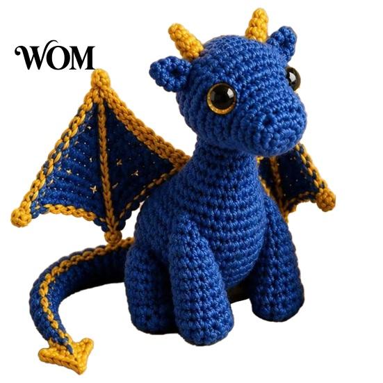 Handmade Dragon Decor Crochet Doll with Card, Emotional Support Decor, Desk Mini Knitting Ornament, Inspirational Gifts for Family Friends Toy